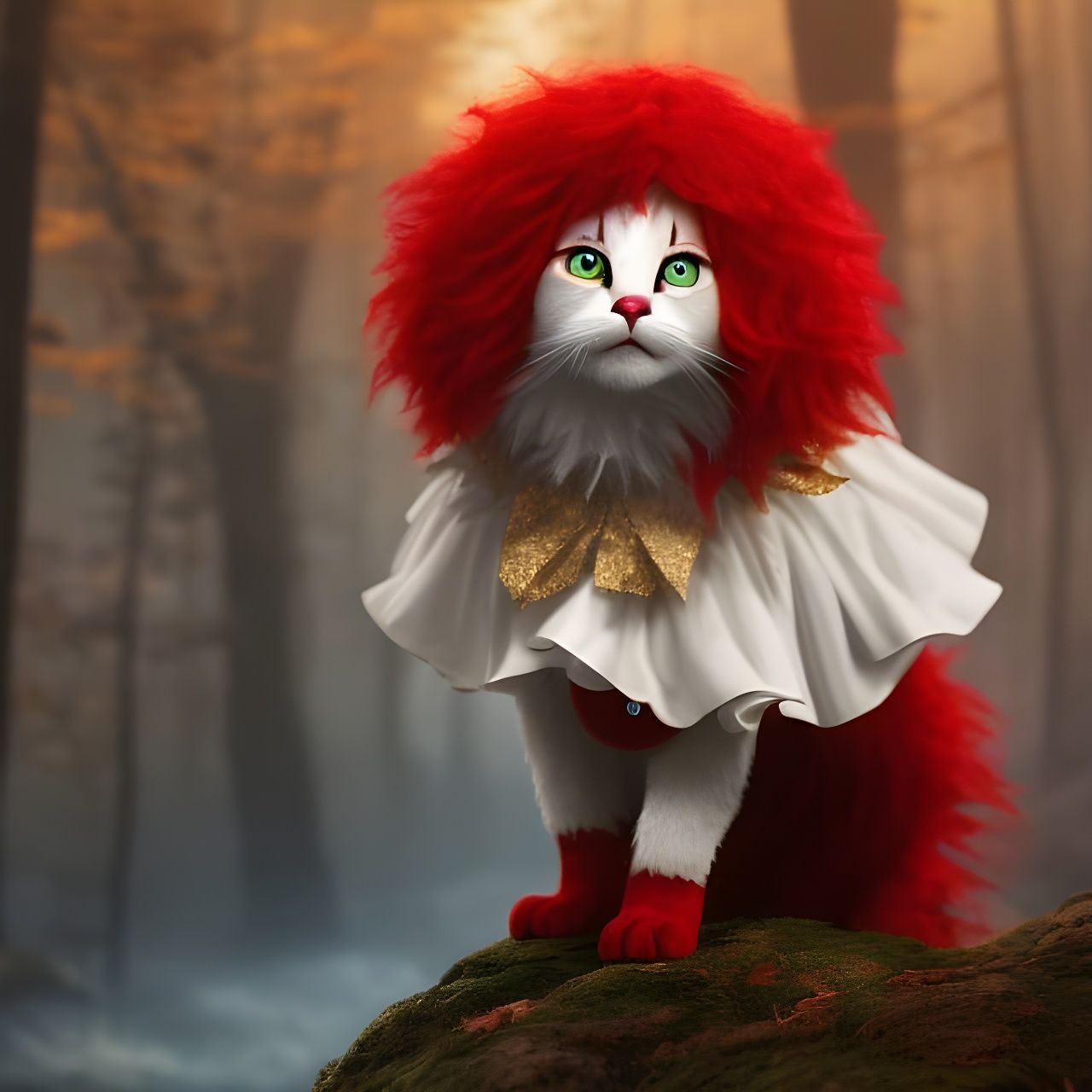 Cute Kitten as Pennywise in Digital Art
