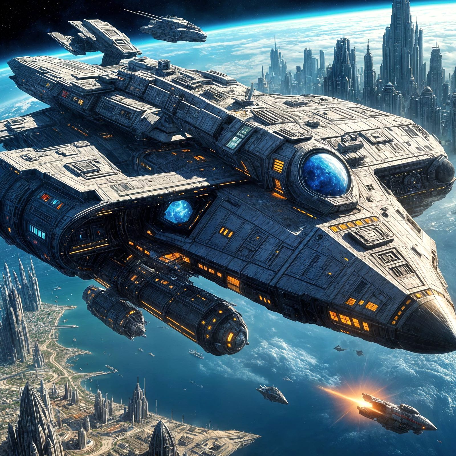 Spaceship Docks at Asteroid City: A Sci-Fi Scene