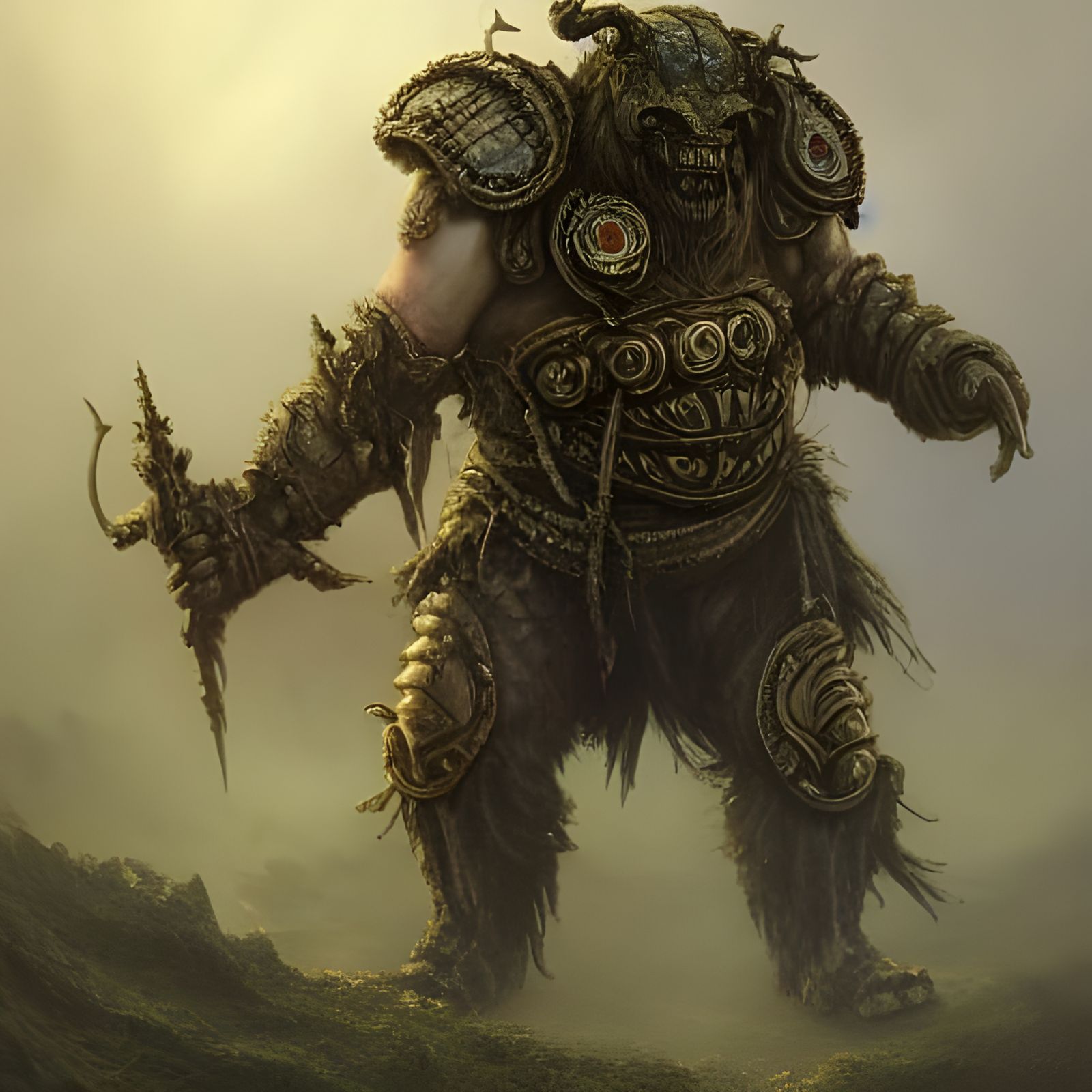 An ogre is a legendary monster usually depicted as a large, hideous, man-like being