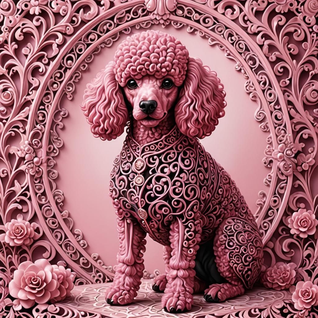 Fantastical Filigree Pink Poodle Render