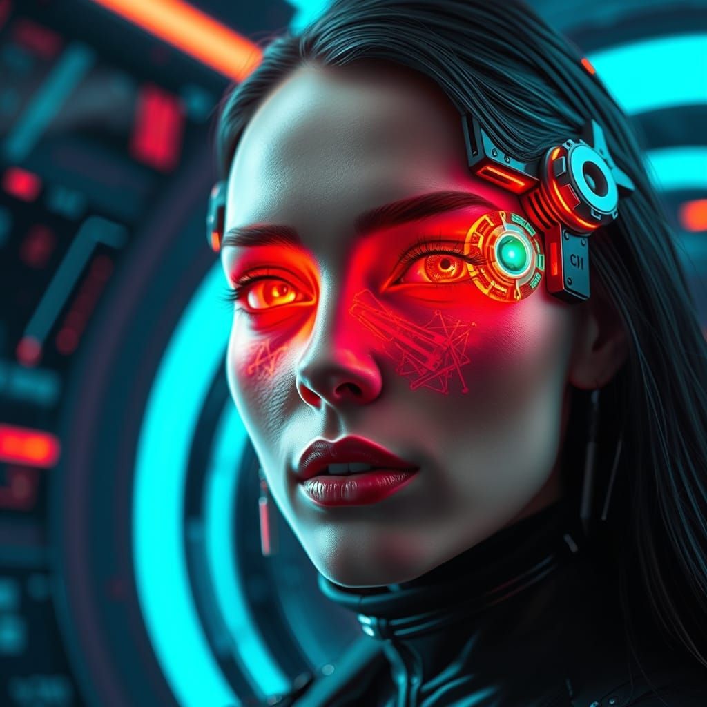 Futuristic Cybernetic Eyes in Sci-Fi Digital Art