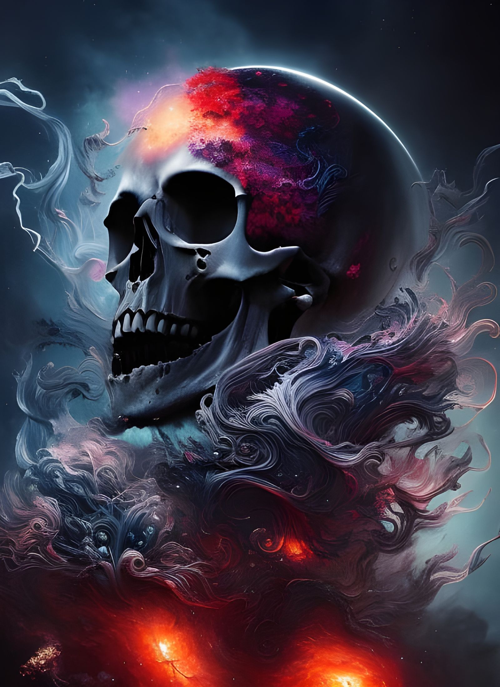 Ethereal Portrait of a Cosmic Skull