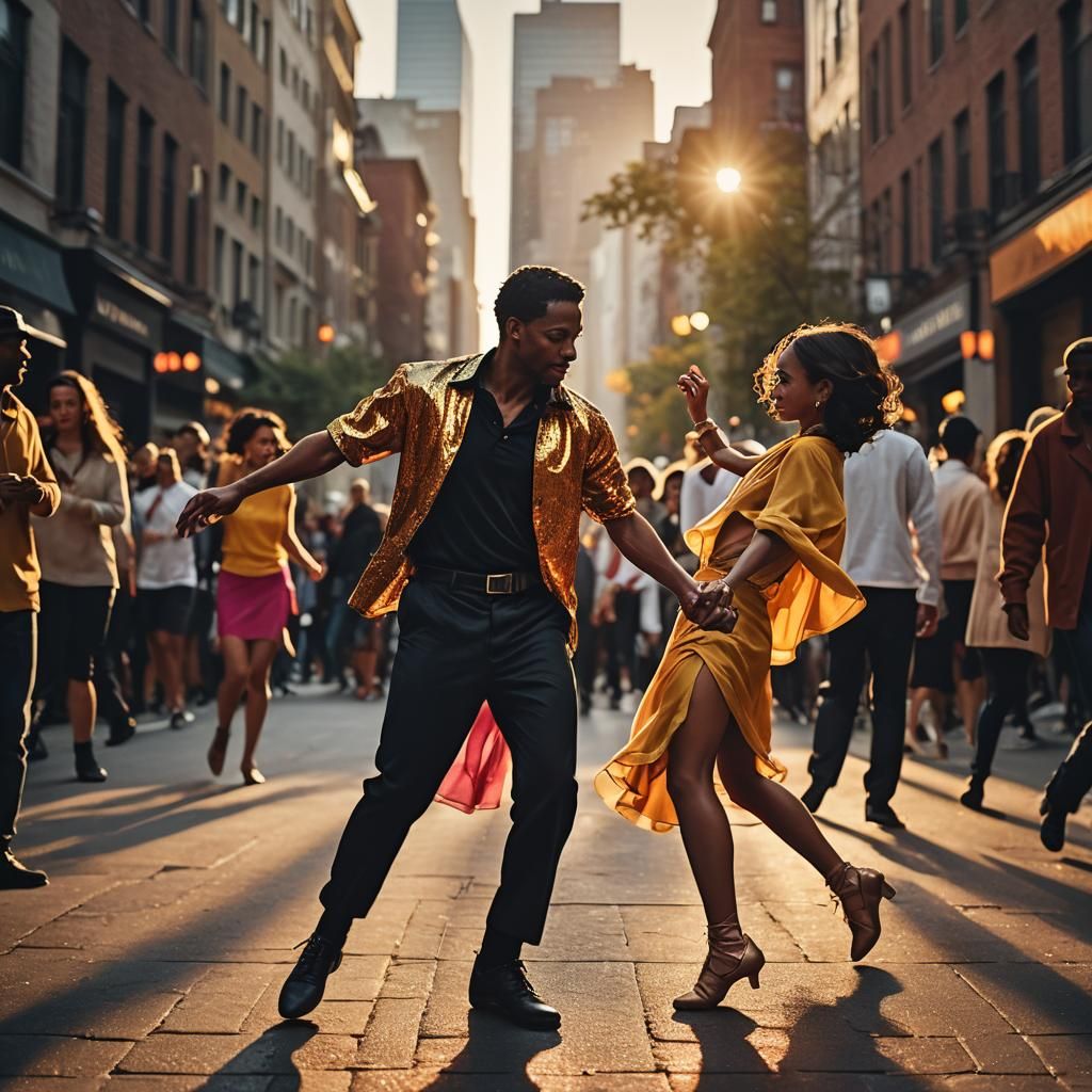 Street Dance at Sunset in Gordon Parks Style