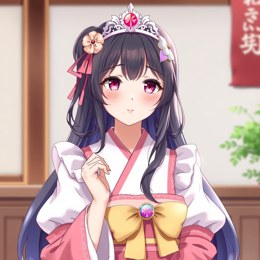 Hyper Realistic Kawaii Princess in Traditional Japanese Atti...