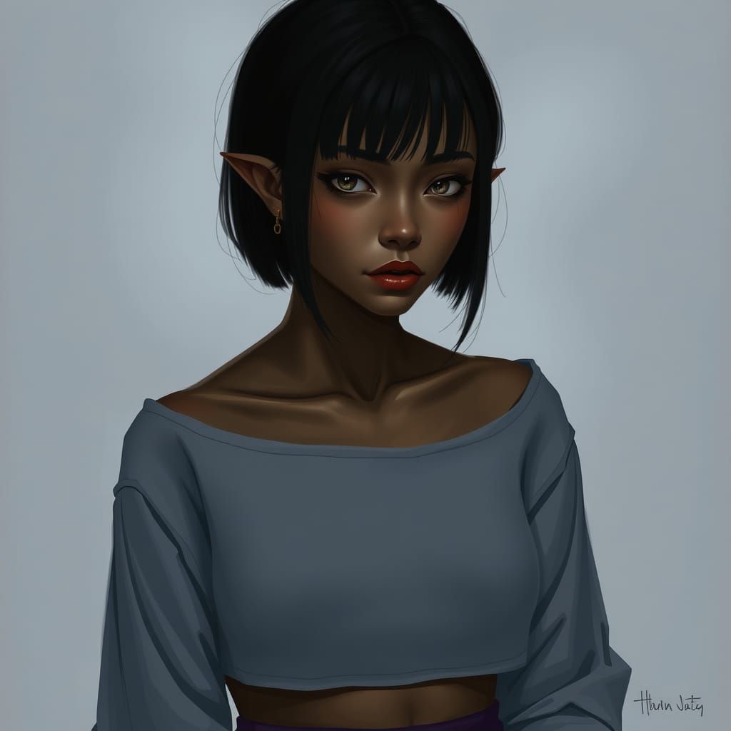 Ethereal Woman with Silver Eyes in Digital Painting