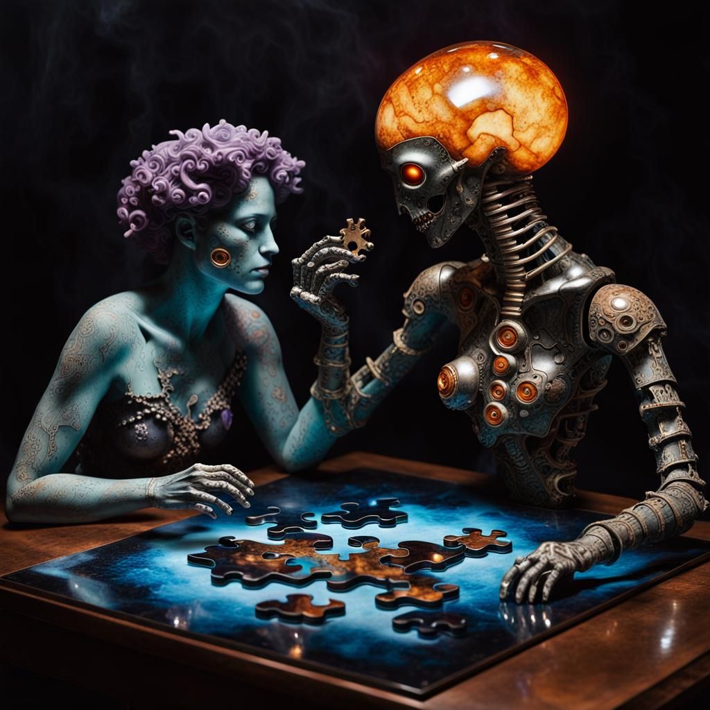 Liquid Plasma Puzzle Piece in Cloisonné Style