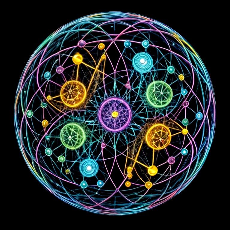 Complex Protein Molecular Model in Rainbow Colors