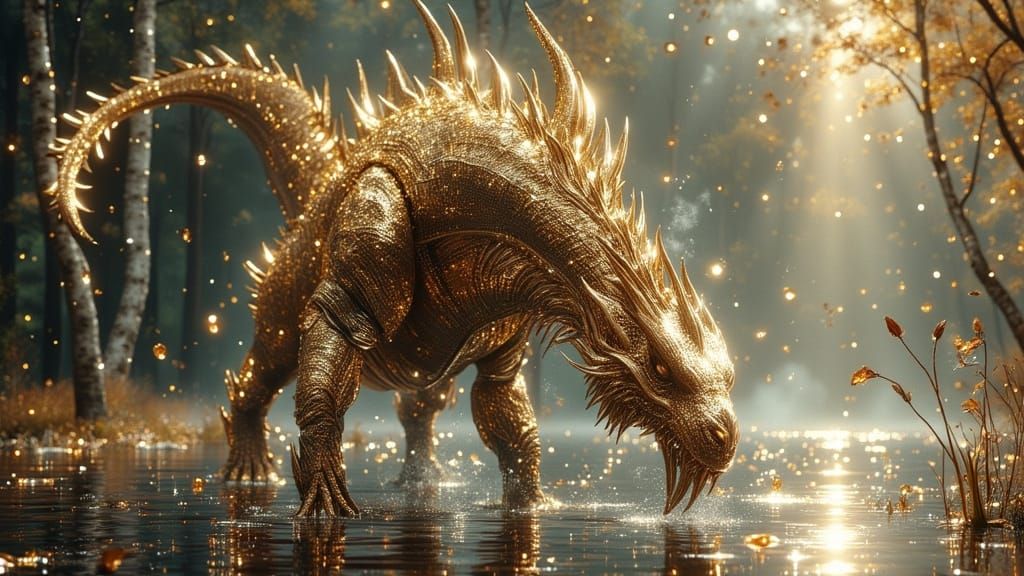 Majestic Dragon Dragged in Futuristic Dreamscape