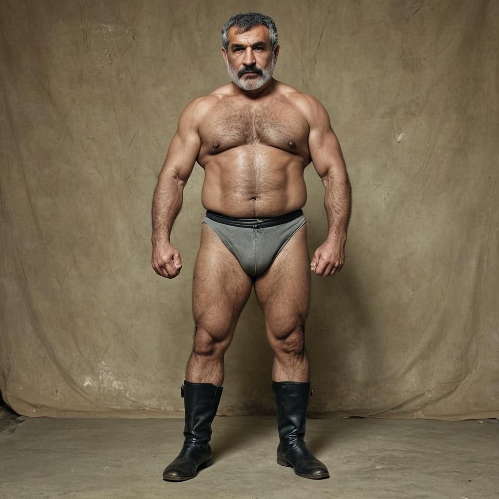 Muscular Iranian Wrestler: Photorealistic Portrait