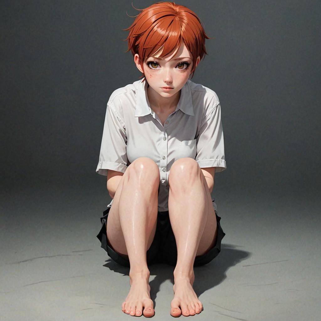 Hypnotized Redhead Girl in Horror Anime Style