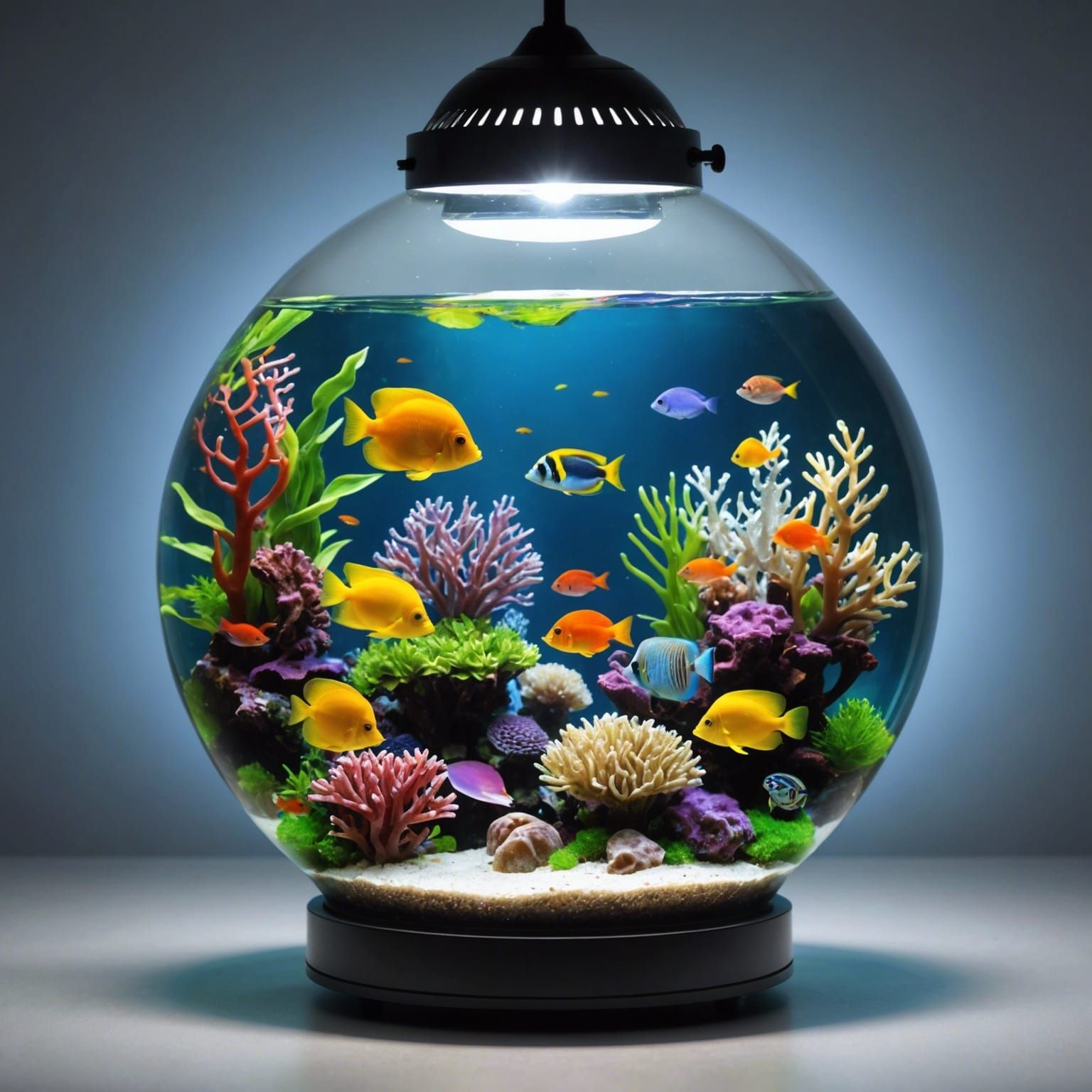 Miniature Aquarium Inside Light Bulb