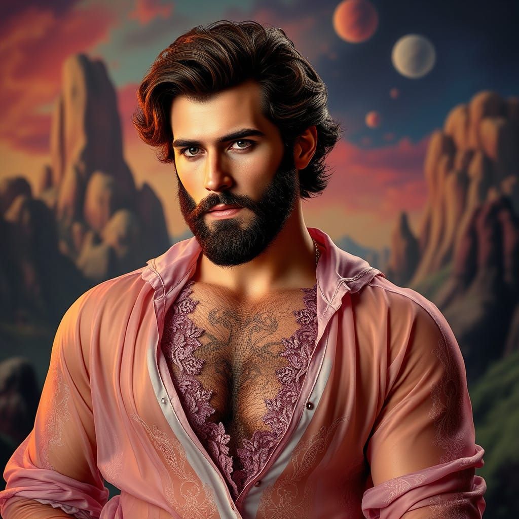 Dapper 1970s Glamour Icon in Opulent Finery