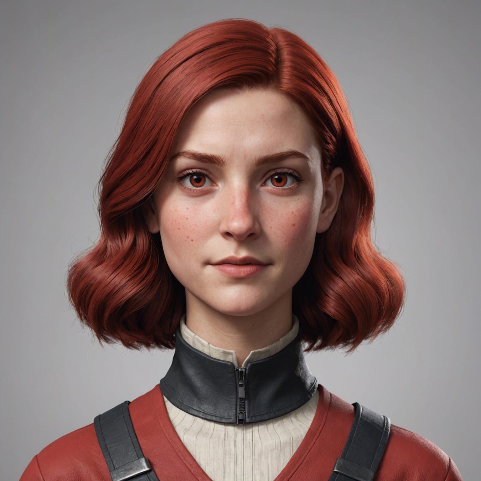 Striking Red Portrait of a Female Character