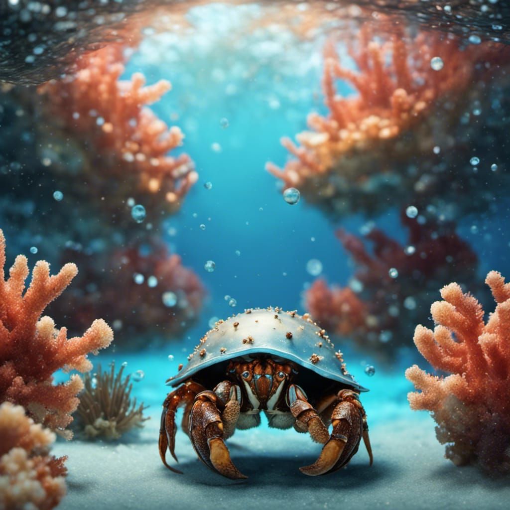 Hermit crab in a coral reef