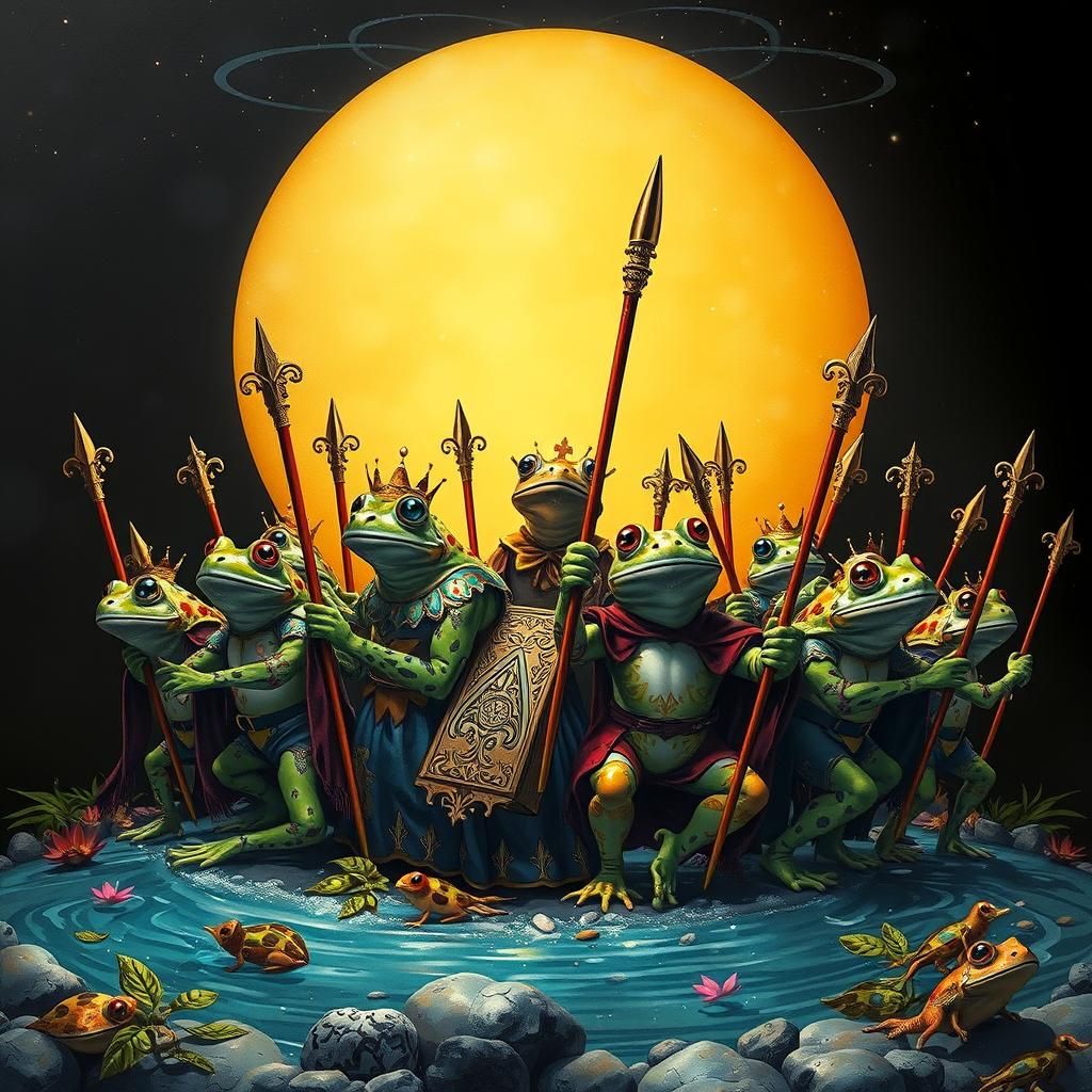 Queen Frog's Royal Pond Celebration with Tadpoles