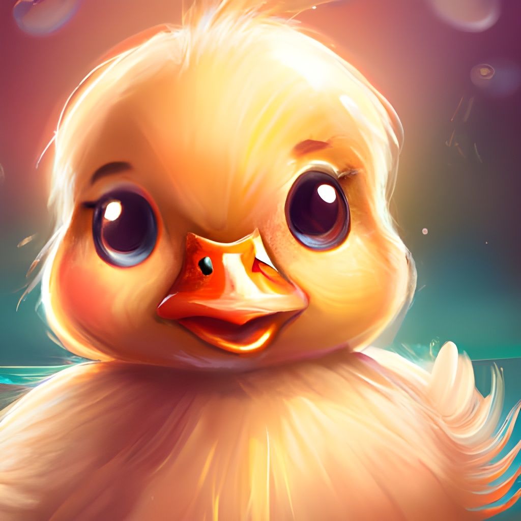Charming Chibi Duck Portrait in Digital Illustration