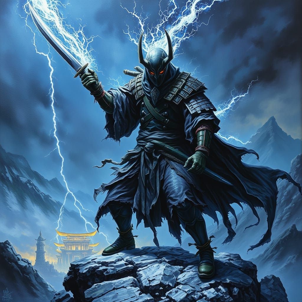 Ethereal Spectral Warrior on Windswept Peak