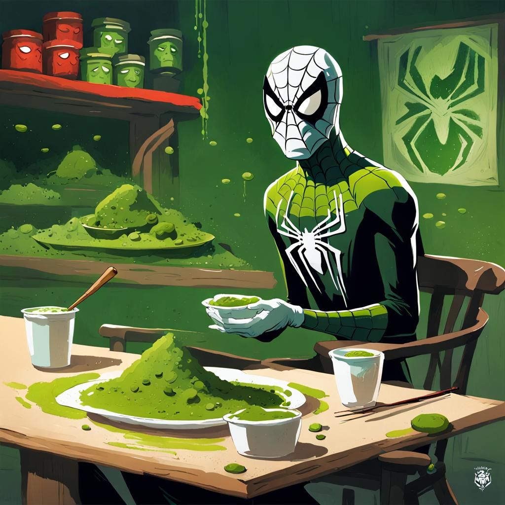 Spider-Man and Matcha: Vibrant Digital Concept Art