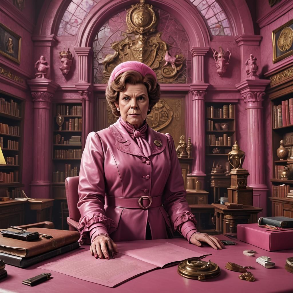 Dolores Umbridge in Pink Leather: Detailed Matte Painting