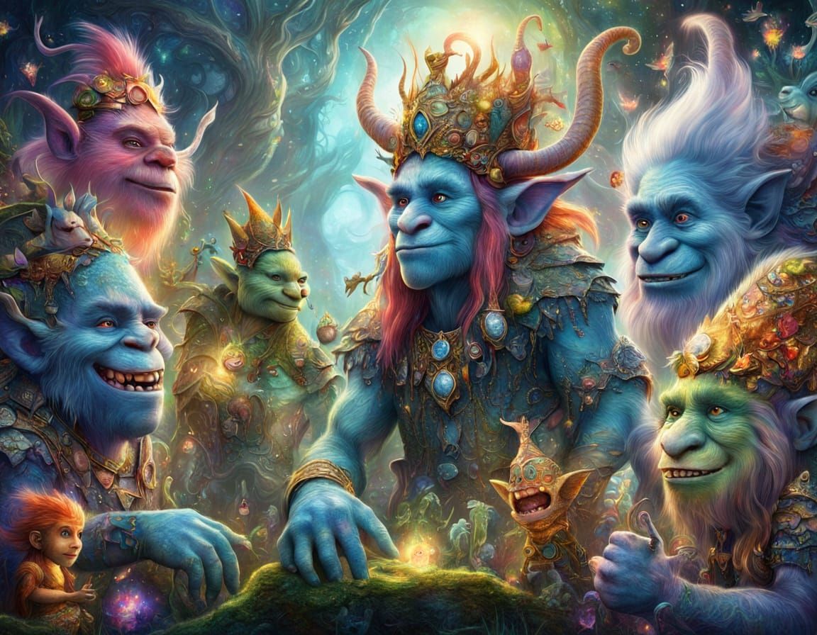 Mythical Trolls in Enchanted Forest Meeting