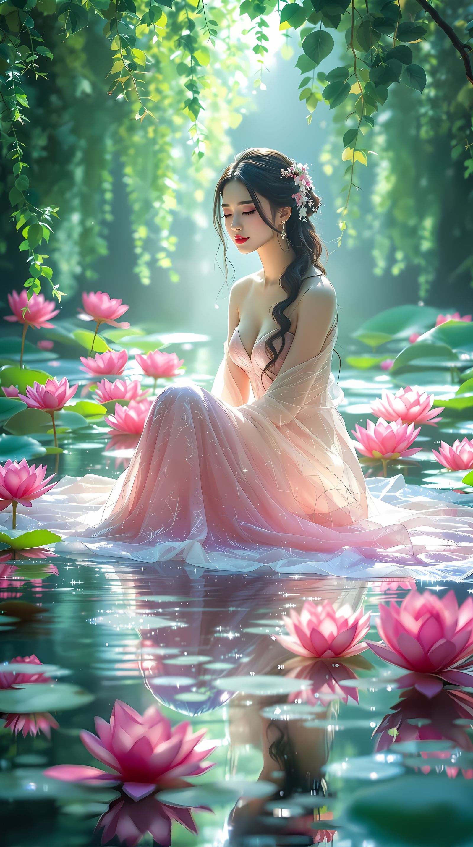 Serenity in Asian-Inspired Water Scene