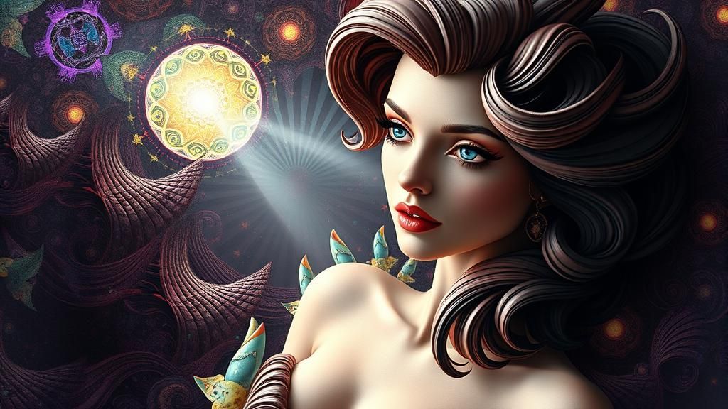 Surreal Fantasy Scene in Bright Light with 3D Shading