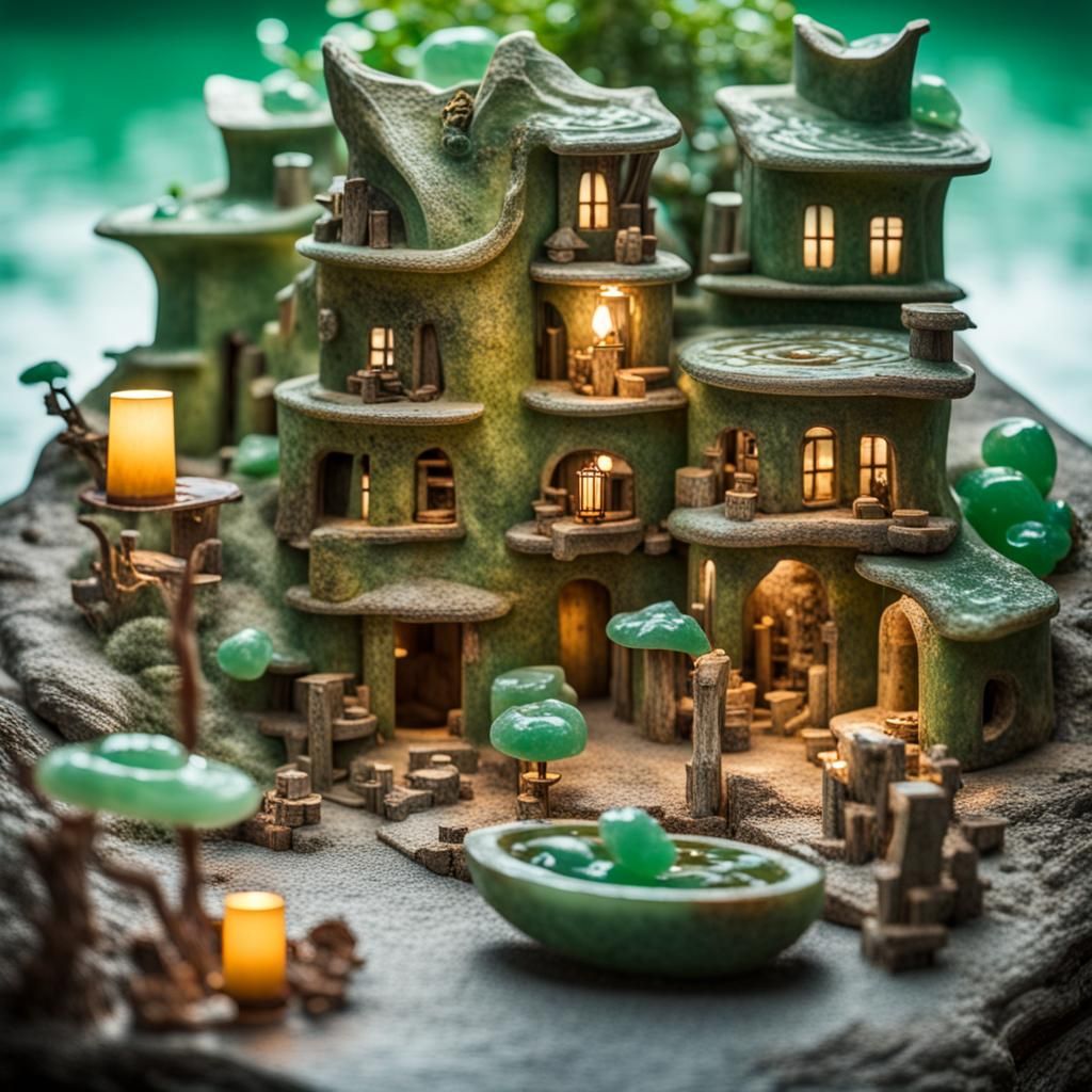 Jade Village Carved from Ship Parts