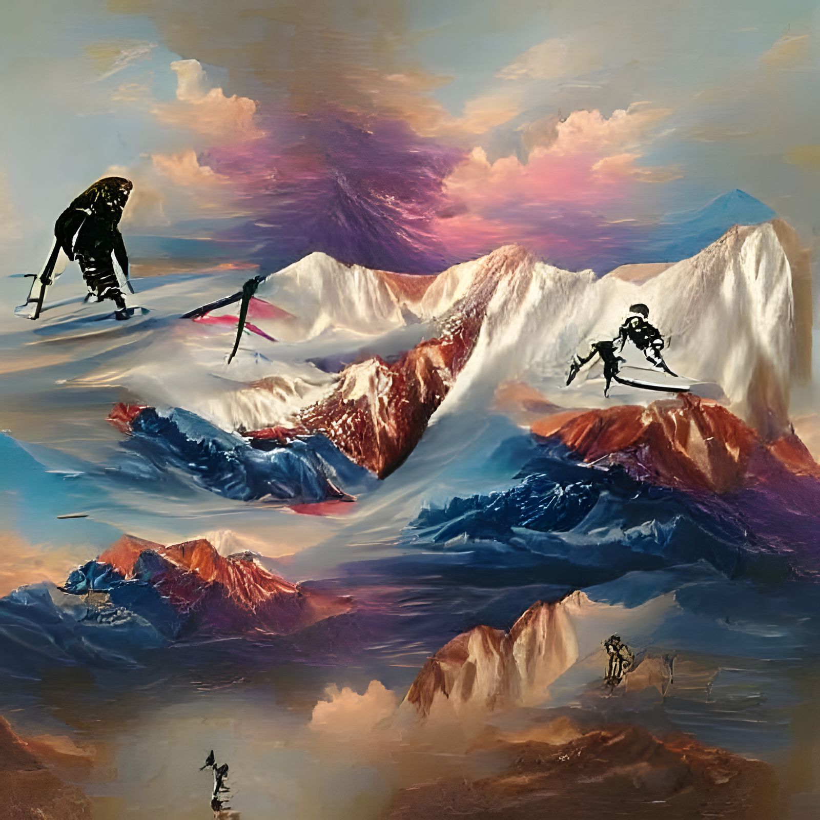 Majestic Mountain Range with Skier