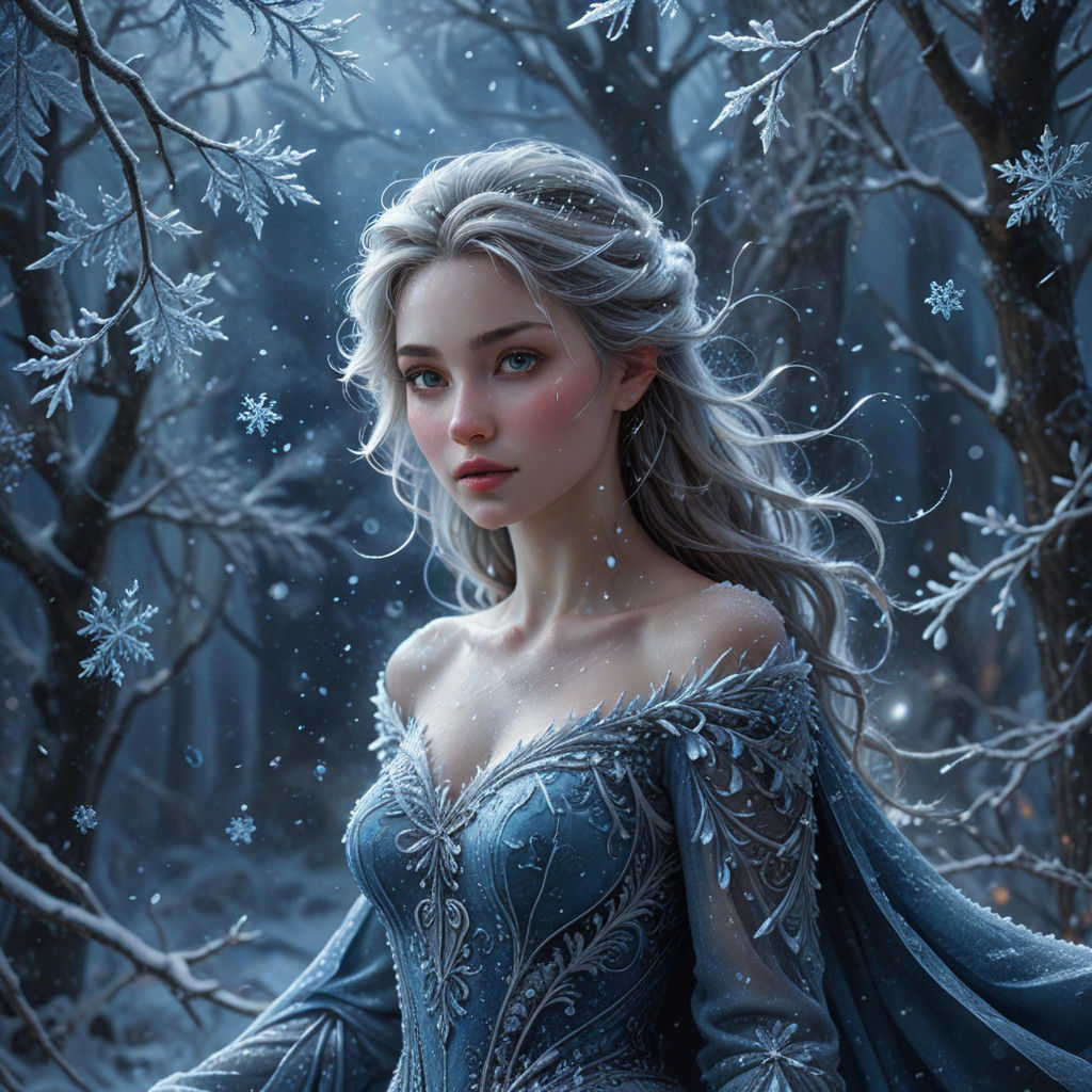 Enchanting Snowstorm Portrait in Cinematic Style