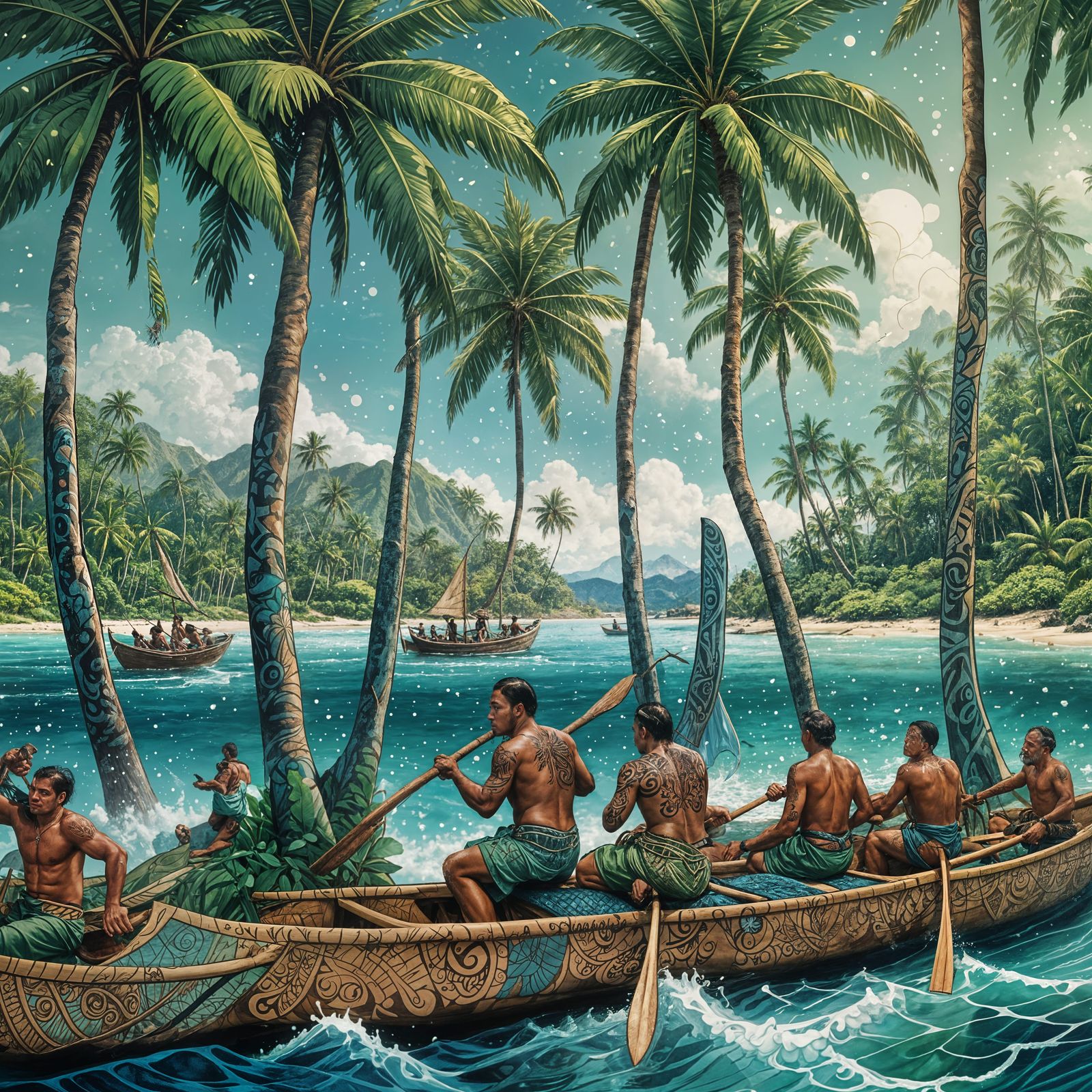 Samoan Fishermen on a Tropical Beach