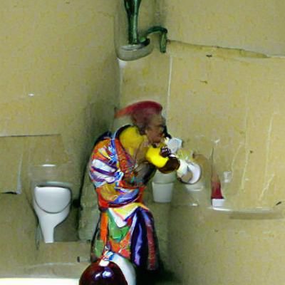 Surreal Clown in a Grotesque Situation