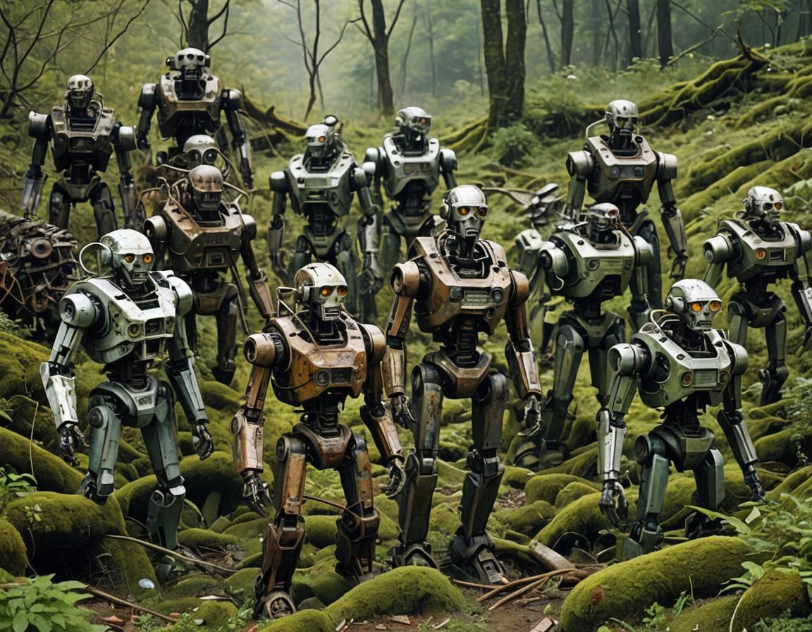 Post-Apocalyptic Cyberpunk Wasteland of Broken Robots