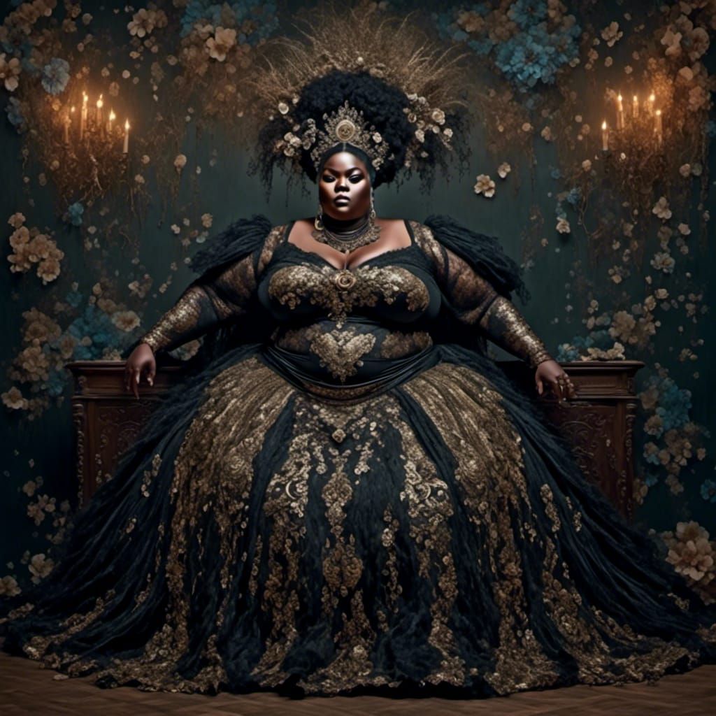 Fantasy Portrait: Beautiful Black Woman in Intricate Dress