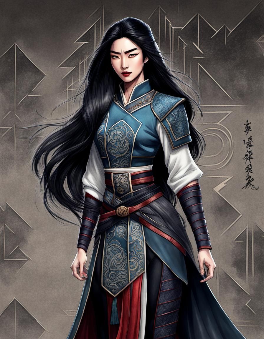 Mulan Character Sketch in Dark Grudge Theme