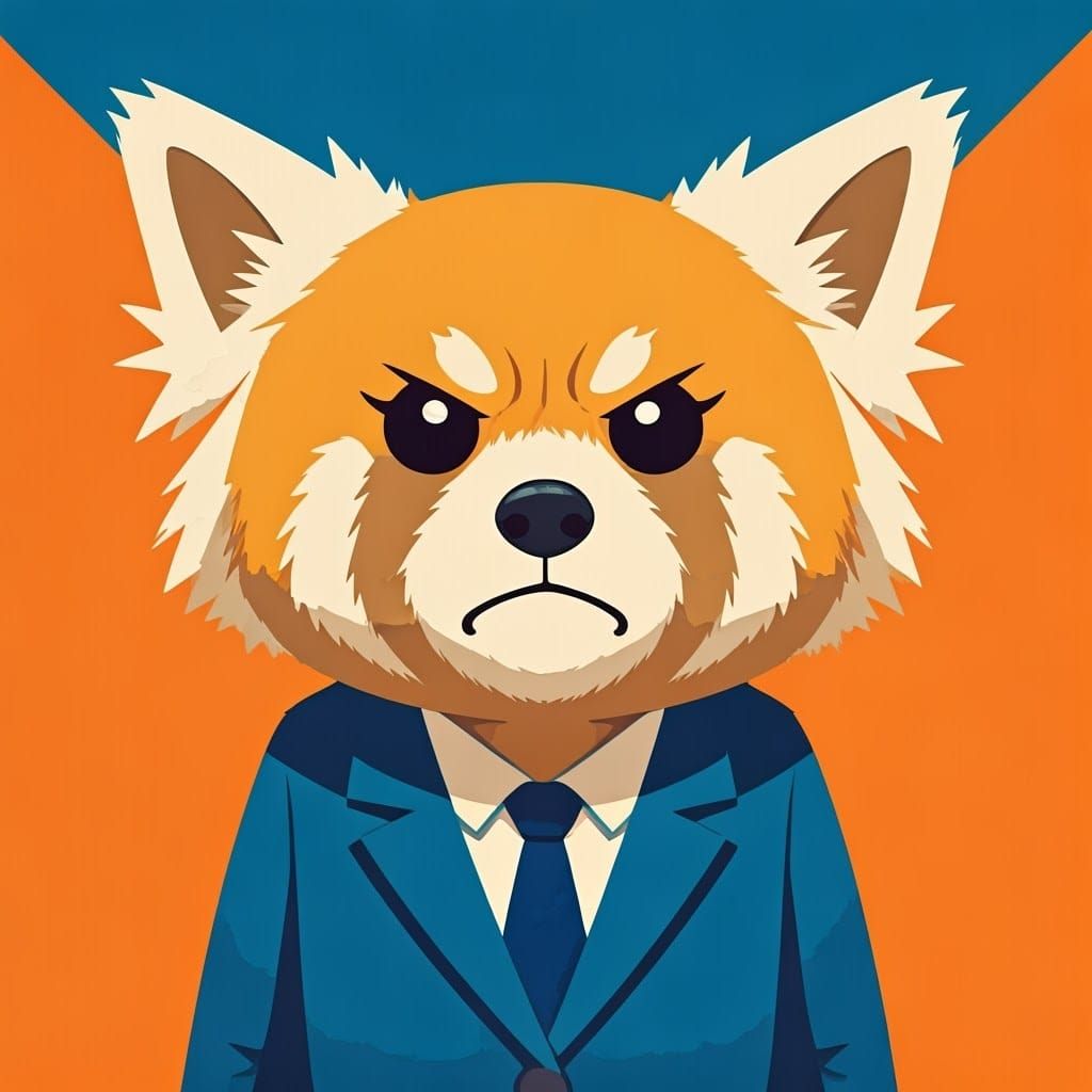 Furious Red Panda in Geometric Pop Art
