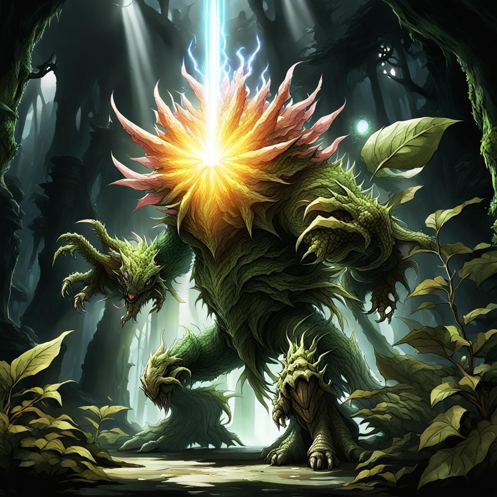 Final Fantasy Plant Monster Shooting Light Beam