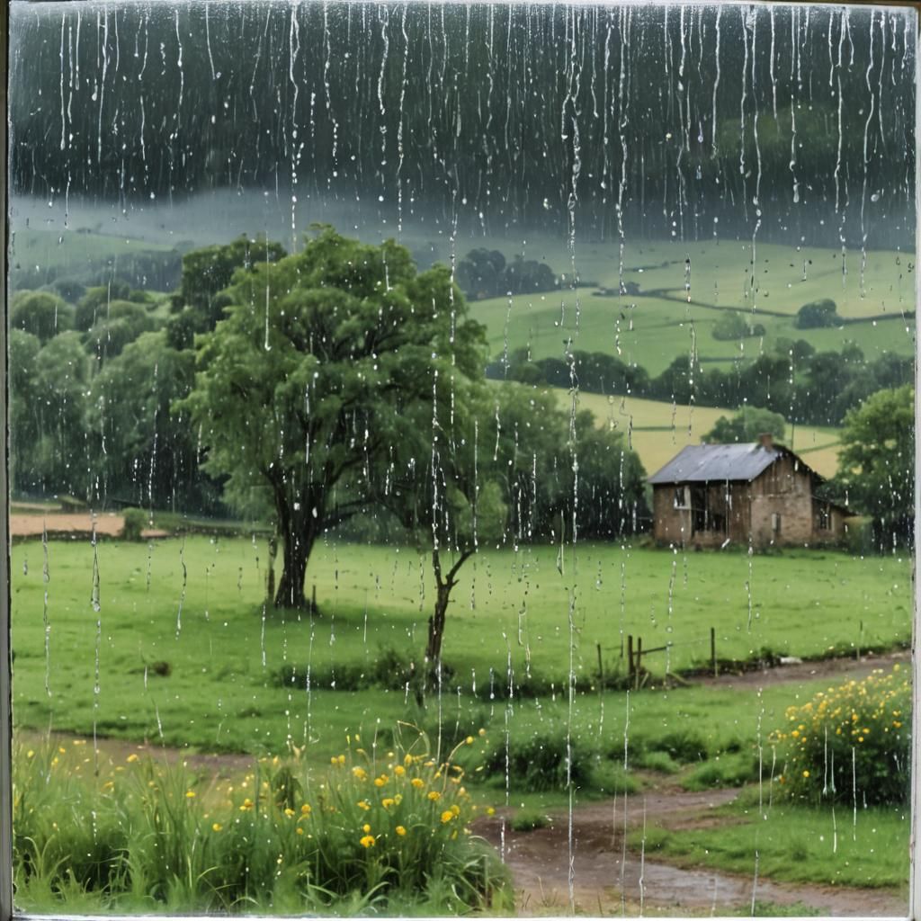 Luminol Rain Streaks on Rural Window