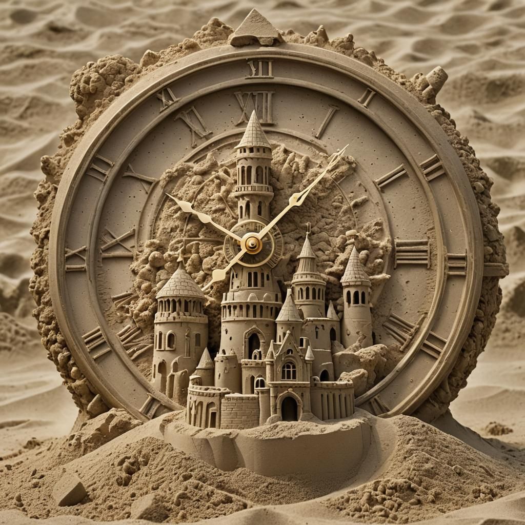 Sandcastle Transforms to Clock, Time Passing