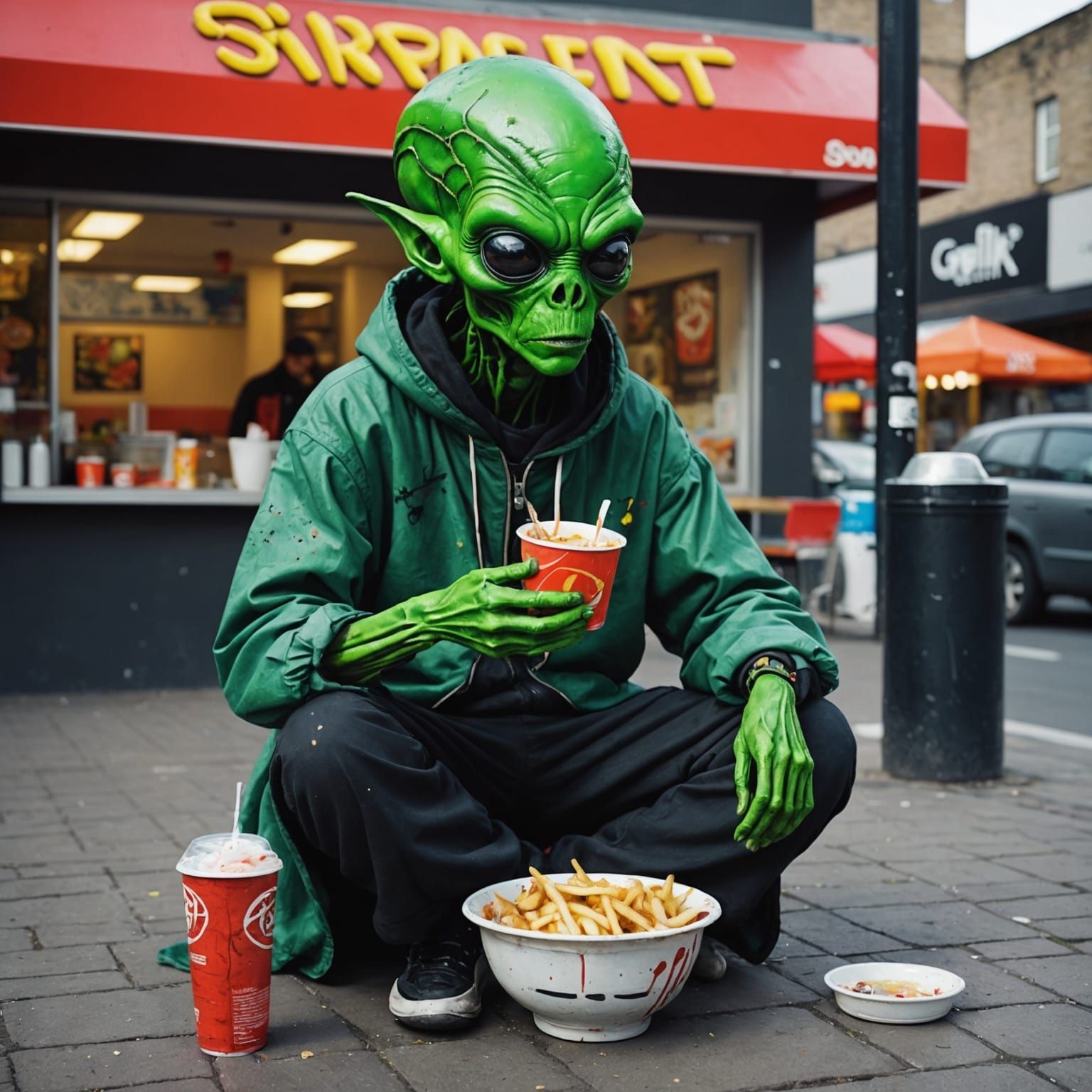 Alien Beggar in Human Town: Graffiti Art