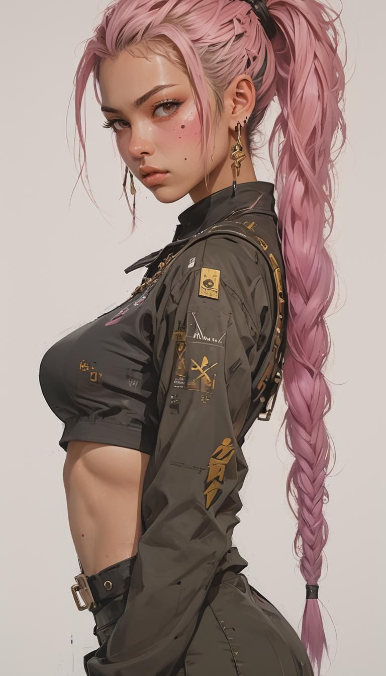 Punk Portrait with Graffiti, 3D Anime Art