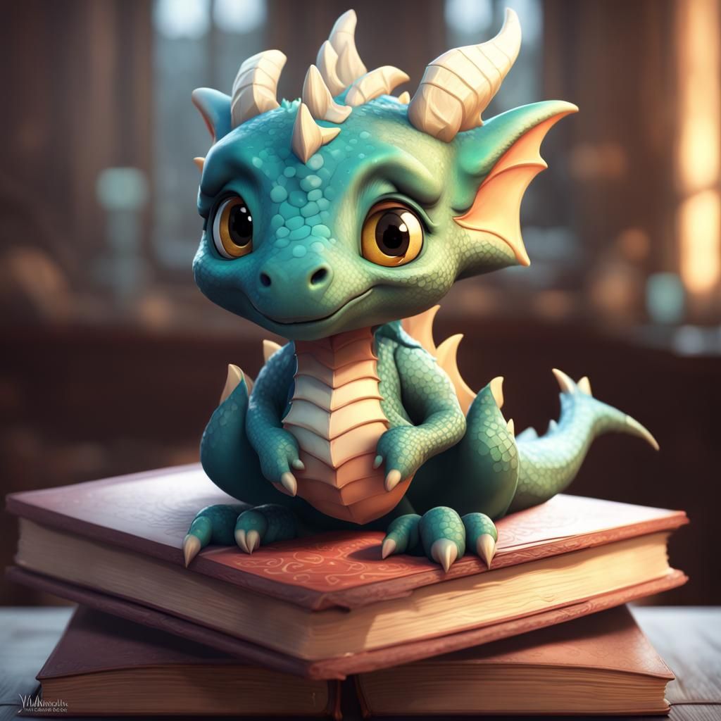 Adorable Baby Dragon Portrait in Detailed Digital Art