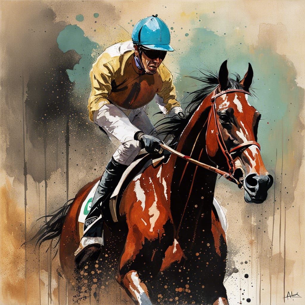 Kentucky Derby Race Horse Splash Art Painting