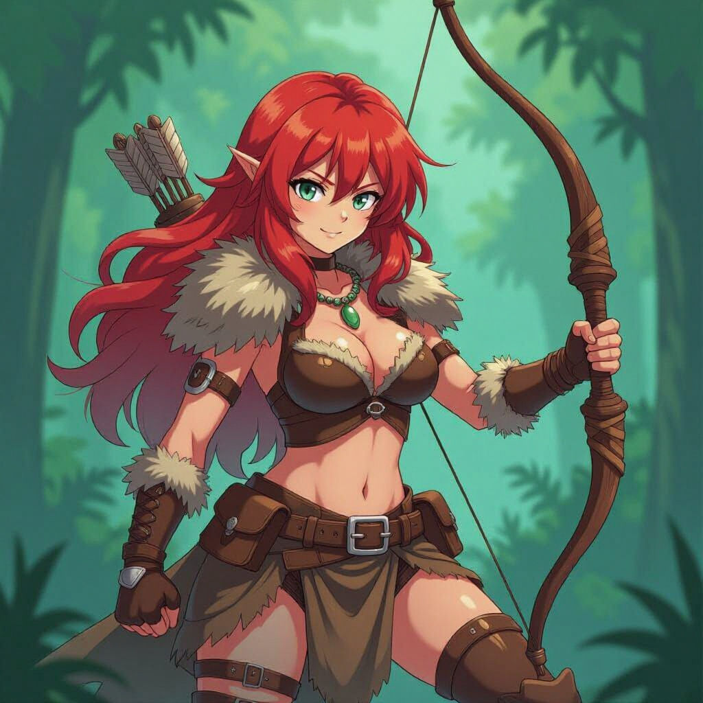 Anime Prehistoric Hunter in Cel-Shaded Style