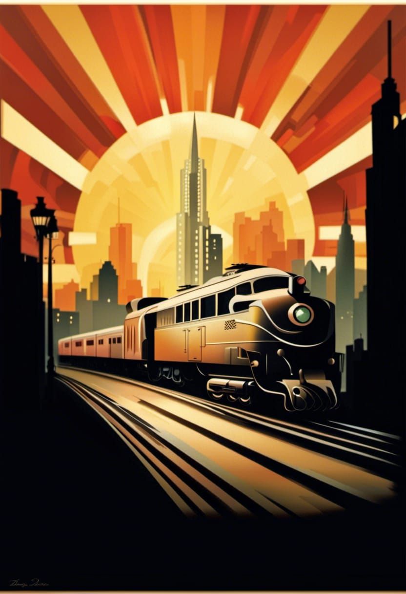 Art Deco Streamliner Locomotive