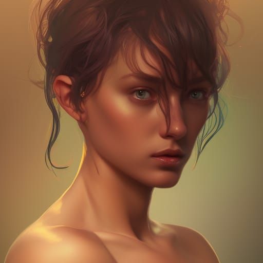 Detailed Nymph Portrait in Art Nouveau Style