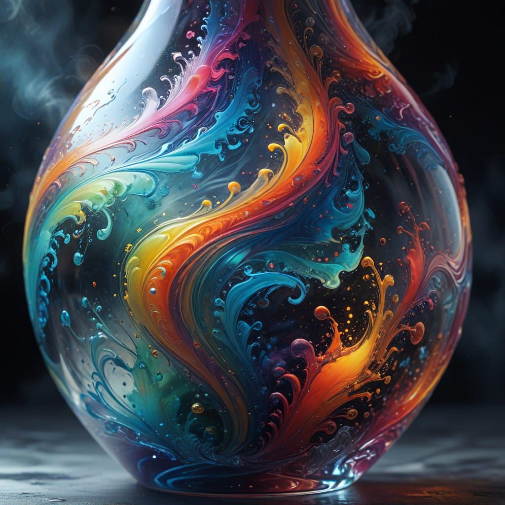 Magnificent Multi-Colored Blown Glass Vase