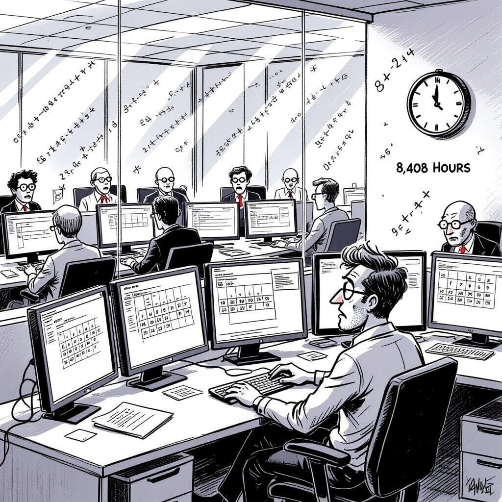 Satirical Cartoon of Corporate Meeting Madness