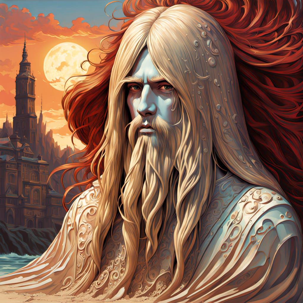 Surreal Cousin Itt Mural in Vibrant Colors and Gold Accents