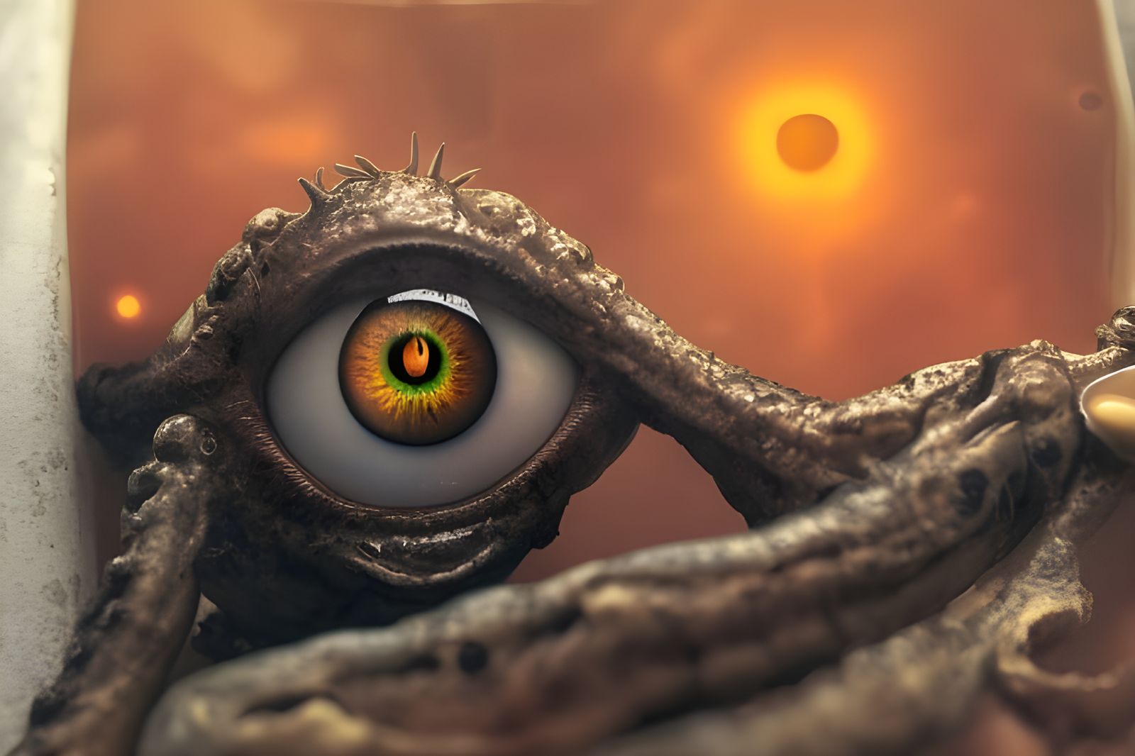 Surreal Eyes with Antlers and Alien Tech