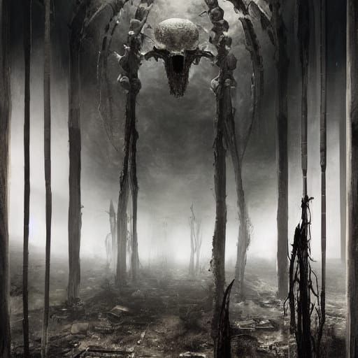 Post-Apocalyptic Nightmare Scene in Neon-Lit Industrial Aest...